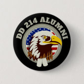 Eagle Emblem USA Flag | DD 214 Alumni Brooch Black Button (Vorderseite)