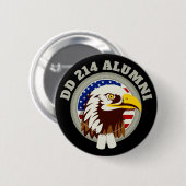 Eagle Emblem USA Flag | DD 214 Alumni Brooch Black Button (Vorne & Hinten)
