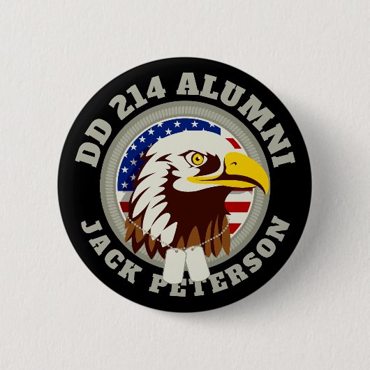 Eagle Emblem USA Flag | DD 214 Alumni Monogramm Button (Vorderseite)