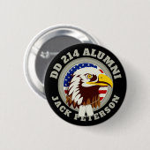 Eagle Emblem USA Flag | DD 214 Alumni Monogramm Button (Vorne & Hinten)