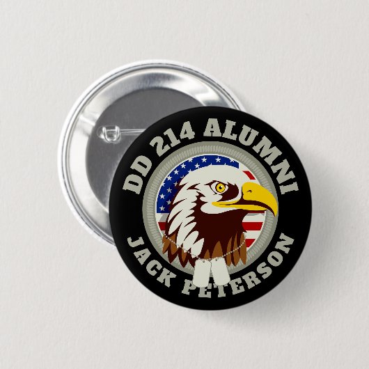 Eagle Emblem USA Flag | DD 214 Alumni Monogramm Button (Vorne & Hinten)