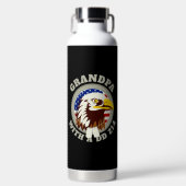 Eagle Emblem USA Flag | Opa DD 214 Schwarz Trinkflasche (Vorderseite)
