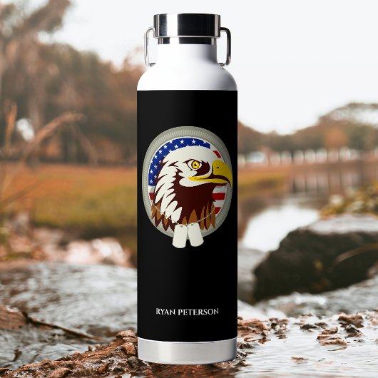 Eagle Emblem USA Flag Vertikal Trinkflasche