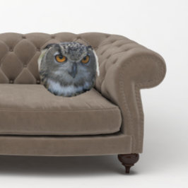 Eagle-Eule mit orangefarbenen Augen Rundes Kissen