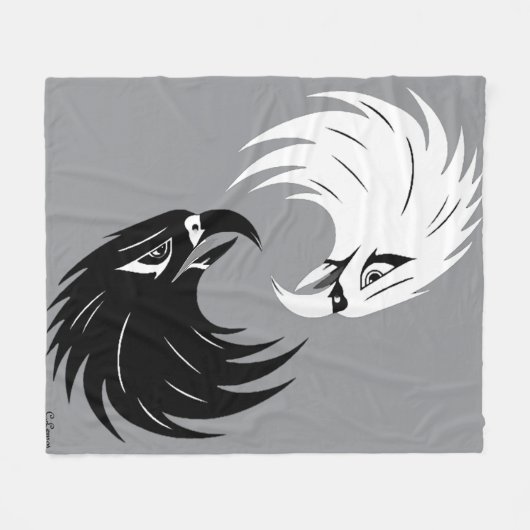 "Eagle Eye" Fleece Blanket Design - B&W (Vorderseite (Horizontal))