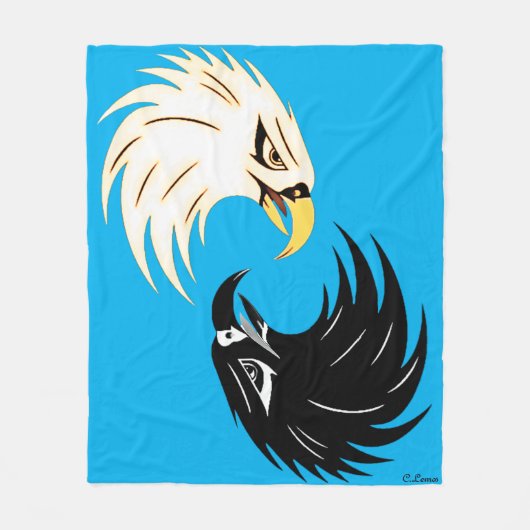 "Eagle Eye" Fleece Blanket Design - Blau (Vorderseite)