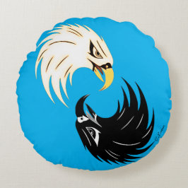 "Eagle Eye" Rundkissen - Blau Rundes Kissen