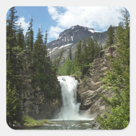 Eagle Falls im Glacier National Park Quadratischer Aufkleber (Vorderseite)