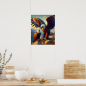 Eagle Familie nistet auf einer Klippe während 16x2 Poster (Küche)