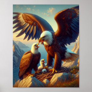 Eagle Family Nesting - Atop a Cliff während 8 x 10 Poster