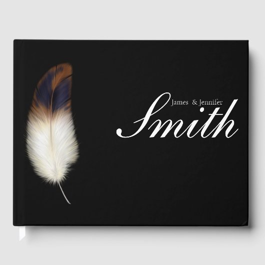 Eagle Feather Native American Wedding Black Party Gästebuch (Vorderseite)