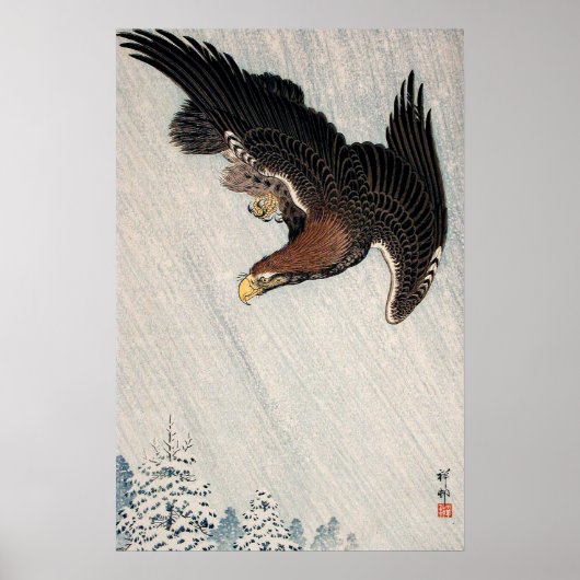 Eagle Flying in Snow von Ohara Koson (1933) Poster (Vorne)