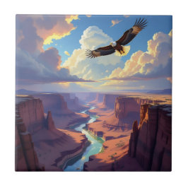 Eagle Flying over a Canyon Fliese