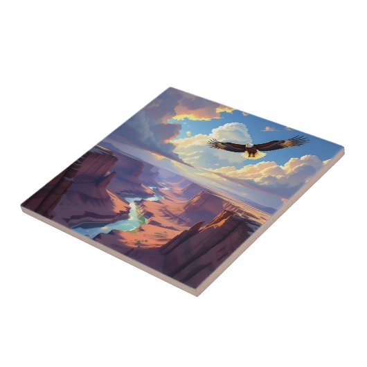 Eagle Flying over a Canyon Fliese (Seite)