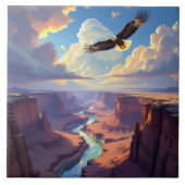 Eagle Flying over a Canyon Fliese (Vorderseite)