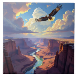 Eagle Flying over a Canyon Fliese