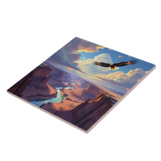 Eagle Flying over a Canyon Fliese (Seite)