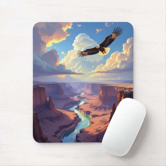 Eagle Flying over a Canyon Mousepad (Mit Mouse)