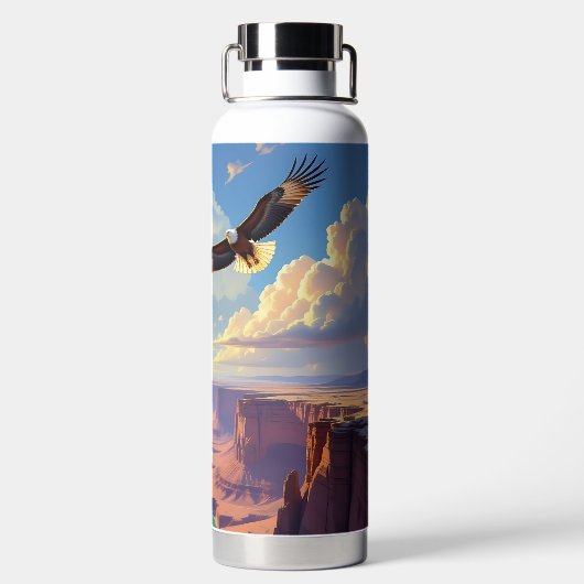 Eagle Flying over a Canyon Trinkflasche (Rückseite)