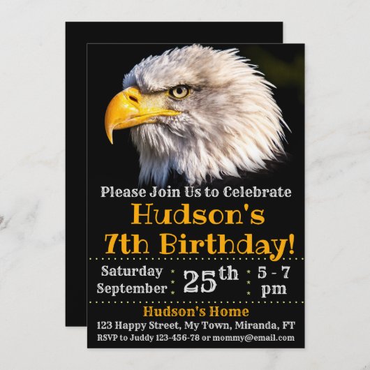 Eagle Geburtstagseinladung Einladung (Vorne/Hinten)