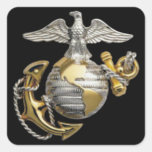 Eagle Globe und Anchor Quadratischer Aufkleber
