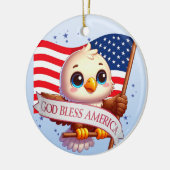 Eagle God Bless America USA Flag Patriotic 🦅🇺🇸 Keramik Ornament (Links)