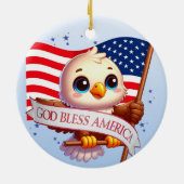 Eagle God Bless America USA Flag Patriotic 🦅🇺🇸 Keramik Ornament (Hinten)