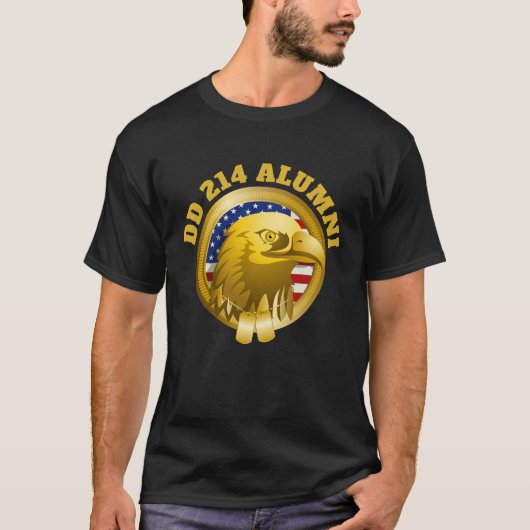 Eagle Gold Emblem USA Flag | DD 214 Alumni Black T-Shirt (Vorderseite)