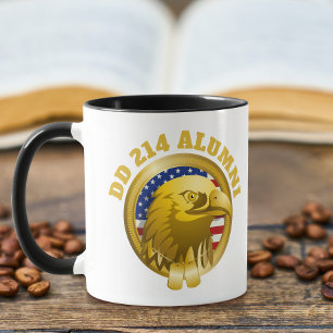 Eagle Gold Emblem USA Flag   DD 214 Alumni Tasse