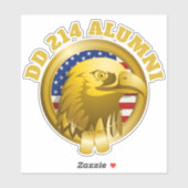 Eagle Gold Emblem USA Flag | DD 214 Alumni Vinyl Aufkleber (Blatt)
