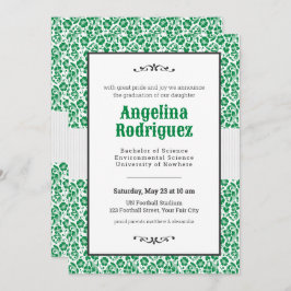 Eagle Green Floral Damask Foto Abschluss Einladung