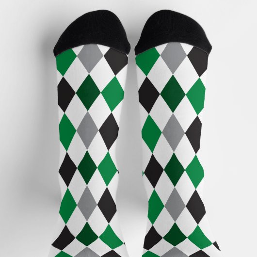 Eagle Green und Black Raute Pattern Socks Socken (Oben)