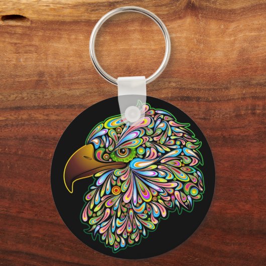 Eagle Hawk Psychedelic Design Schlüsselanhänger (Vorderseite)