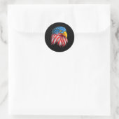 Eagle Head American Flag Patriotic 4. Juli Runder Aufkleber (Tasche)