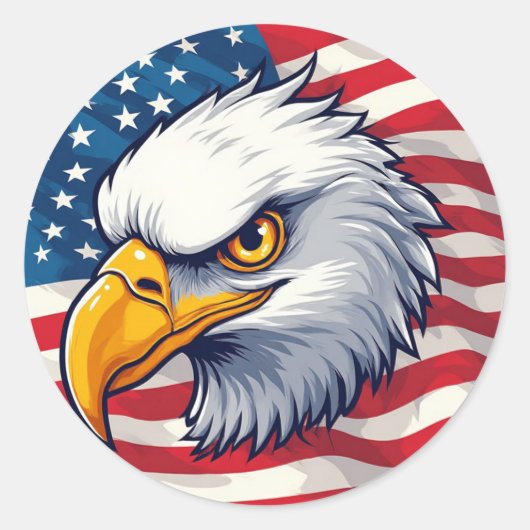 Eagle Head Graphic Tee – USA Pride Apparel Runder Aufkleber (Vorderseite)