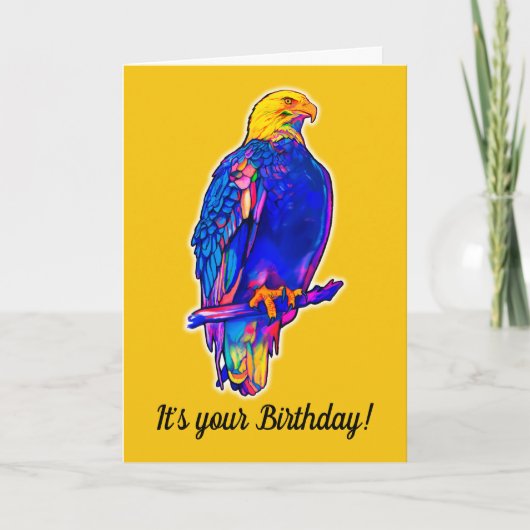 Eagle in Colors Happy Birthday Card Karte (Vorderseite)