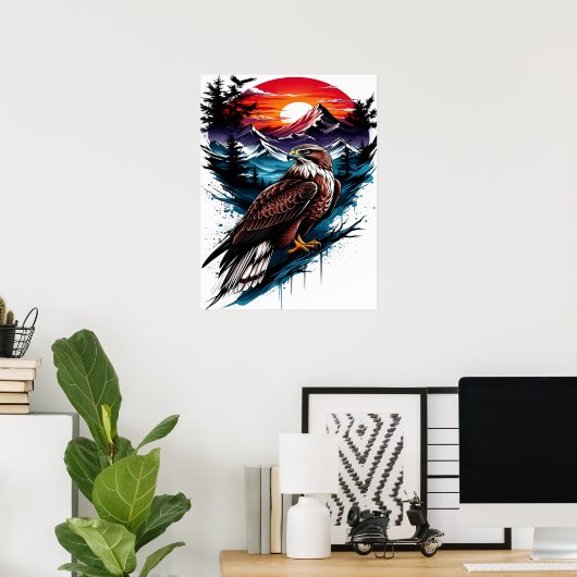Eagle in the mountain poster (Heimbüro)