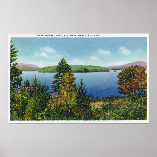Eagle Island und Lower Saranac Lake View Poster (Vorne)