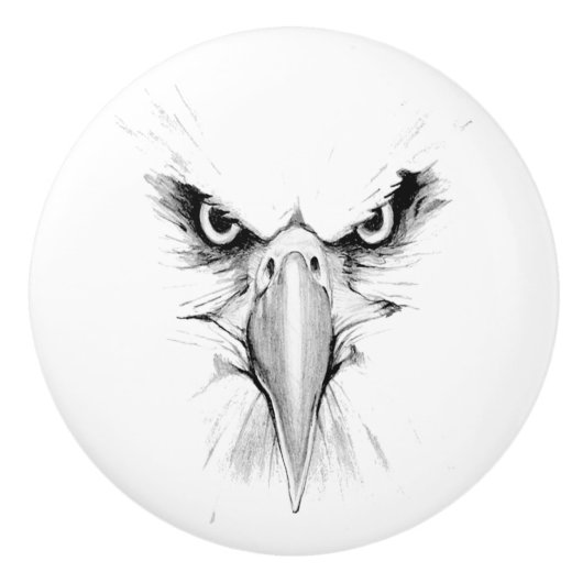Eagle Kopfwand Tattoo Keramik Pull Keramikknauf (Vorderseite)