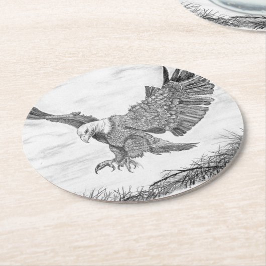 Eagle Landing Runder Pappuntersetzer (Angewinkelt)