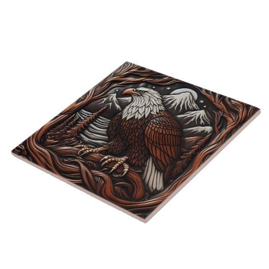 Eagle Leder Carving mit kanadischem Flair Fliese (Seite)