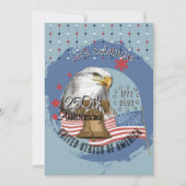 Eagle & Liberty Bell US 250th Anniversary Blue Einladung (Vorderseite)