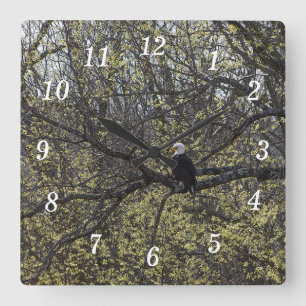 Eagle Lookout Painterly Wall Clock Quadratische Wanduhr