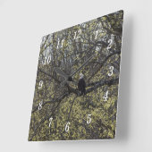Eagle Lookout Painterly Wall Clock Quadratische Wanduhr (Winkel)