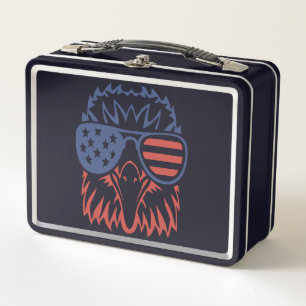 Eagle Lover Gift Adler American Flag Independence Metall Brotdose