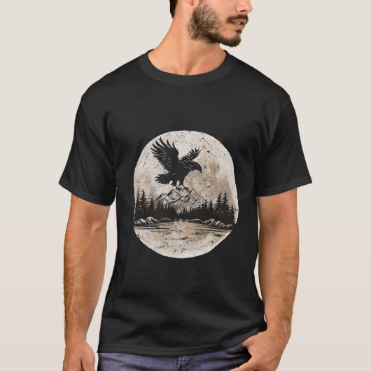 Eagle Moon Forest Mountain Nature Lover Outdoor Hi T-Shirt (Vorderseite)