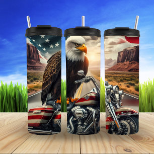 Eagle Motorcycle American Freedene Scene Thermosbecher