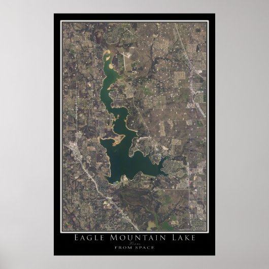 Eagle Mountain Lake Texas Satellite Poster Karte (Vorne)