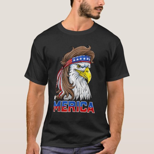 Eagle Mullet 4. Juli US-amerikanische Flagge Meric T-Shirt (Vorderseite)