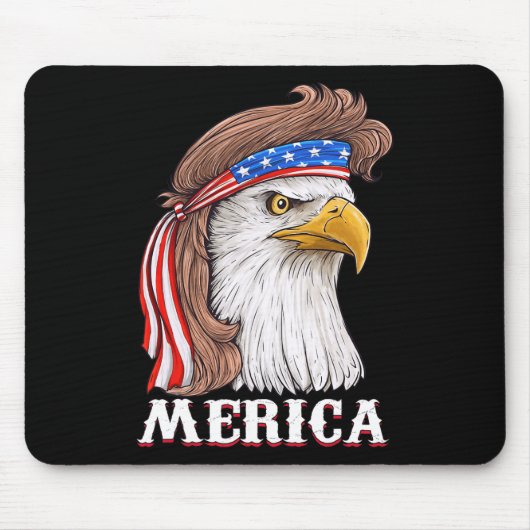 Eagle Mullet 4. Juli USA Fahne Merica Mousepad (Vorne)
